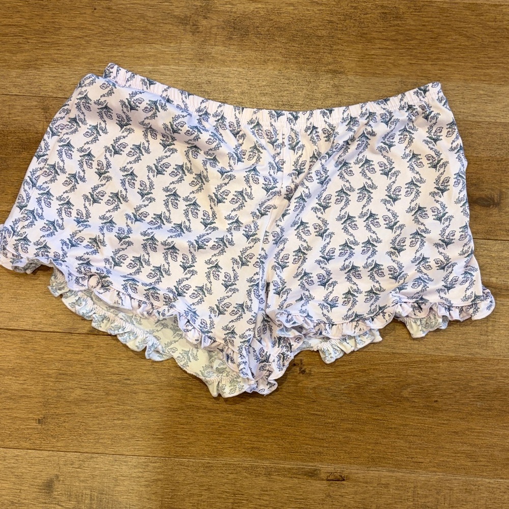 Floral Print Ruffle Pajama Shorts